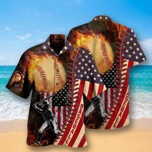 Baseball Nothing More American Than Baseball Hawaiian Shirt